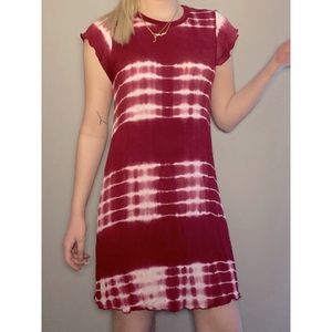 PacSun L.A. Hearts Red & White Tie Dye Shirt Dress